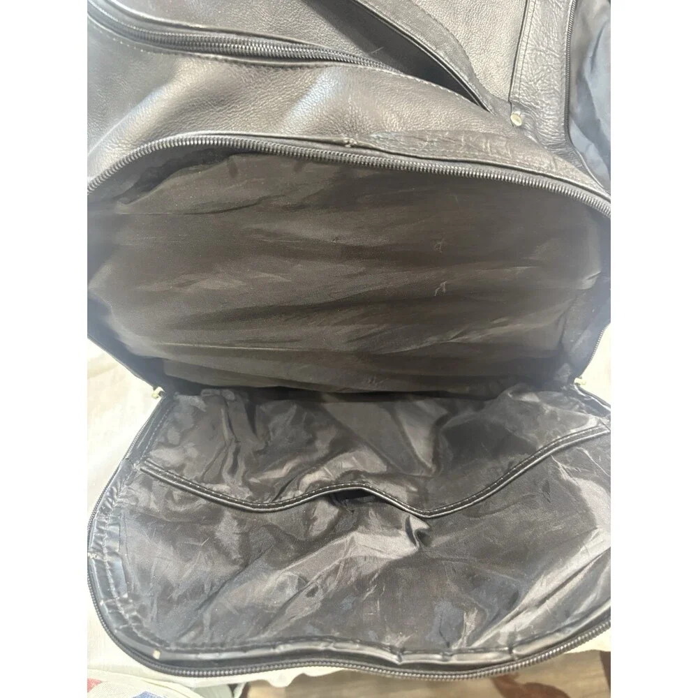 Extra Large Black Multi Pocket Leather Duffle Bag Travel